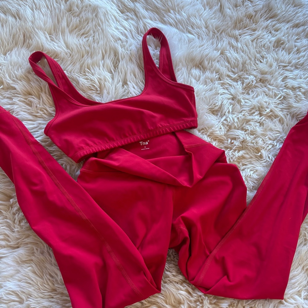 Aritzia TNA Butter Red Activewear Set